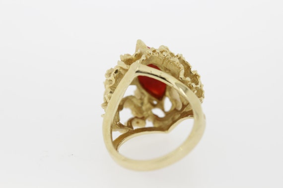 Natural Orange Marquis shaped Coral in 14K gold R… - image 3