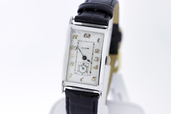 1930s Glycine 18K Gold Rectangular Wrist Watch 15… - image 5