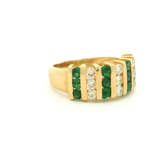 14K Emerald Diamond Ring - image 2