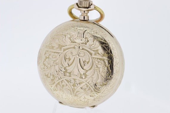 14K   Gold Eclipse Movement Pocket Watch with Han… - image 1