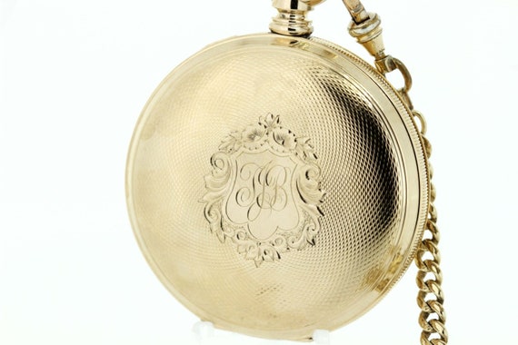 14K Gold Elgin Pocket Watch with Chain and Fob - image 1