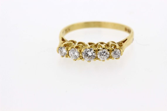 Five Diamond Row 18K Gold Ring 