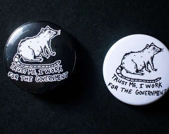 Political Pins/Badges - 1 1/2 inch pin back buttons - choose white or black - revolutionary pinback buttons by MTL artist Tricia Robinson