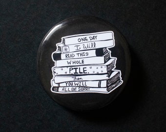 Large Book Worm pin -  Pin/Badge - large 2.25 inch pinback button - Book reader gifts -  Book nerd accessories and gifts - books