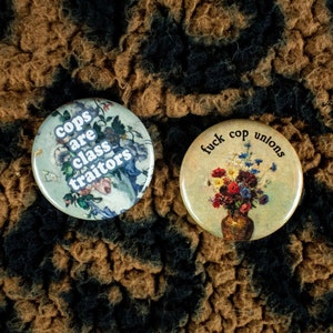 Pro-Worker Button Pin Set – ACAB, Cop Unions, Montreal Artist