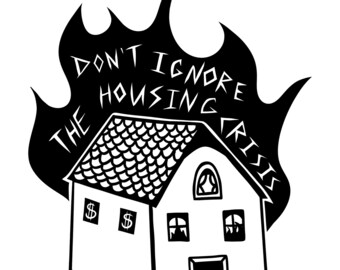 Housing is a human right Art Print - 8.5x11 print, digitally illustrated on matte cardstock. Housing Crisis art print. Frame not included.