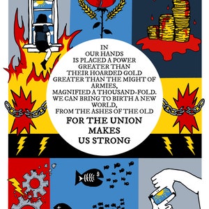 Solidarity forever Art Print - Digitally illustrated 8.5x11 on matte cardstock. Worker revolution - union member - workers unite - UNFRAMED