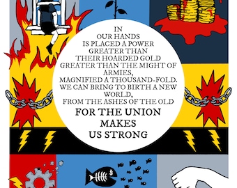 Solidarity forever Art Print - Digitally illustrated 8.5x11 on matte cardstock. Worker revolution - union member - workers unite - UNFRAMED