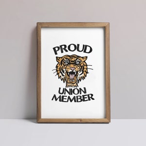 Proud Union Member Art Print - 8.5x11 print, digitally illustrated on matte cardstock. Pro labor movement union member unframed art print.