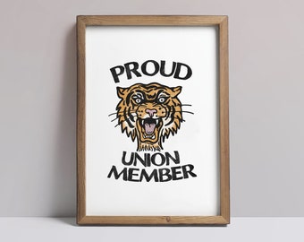 Proud Union Member Art Print - 8.5x11 print, digitally illustrated on matte cardstock. Pro labor movement union member unframed art print.