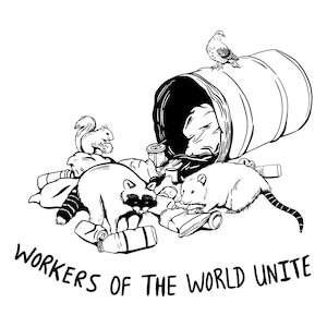 Workers of the World Unite Art Print - 8.5x11 print, digitally illustrated on matte cardstock. Pro labor movement art print.