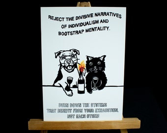 MINI PRINT - Burn Down Systems -  5x7 inch illustration. Revolution mini print for activists. By Tricia Robinson Illustration