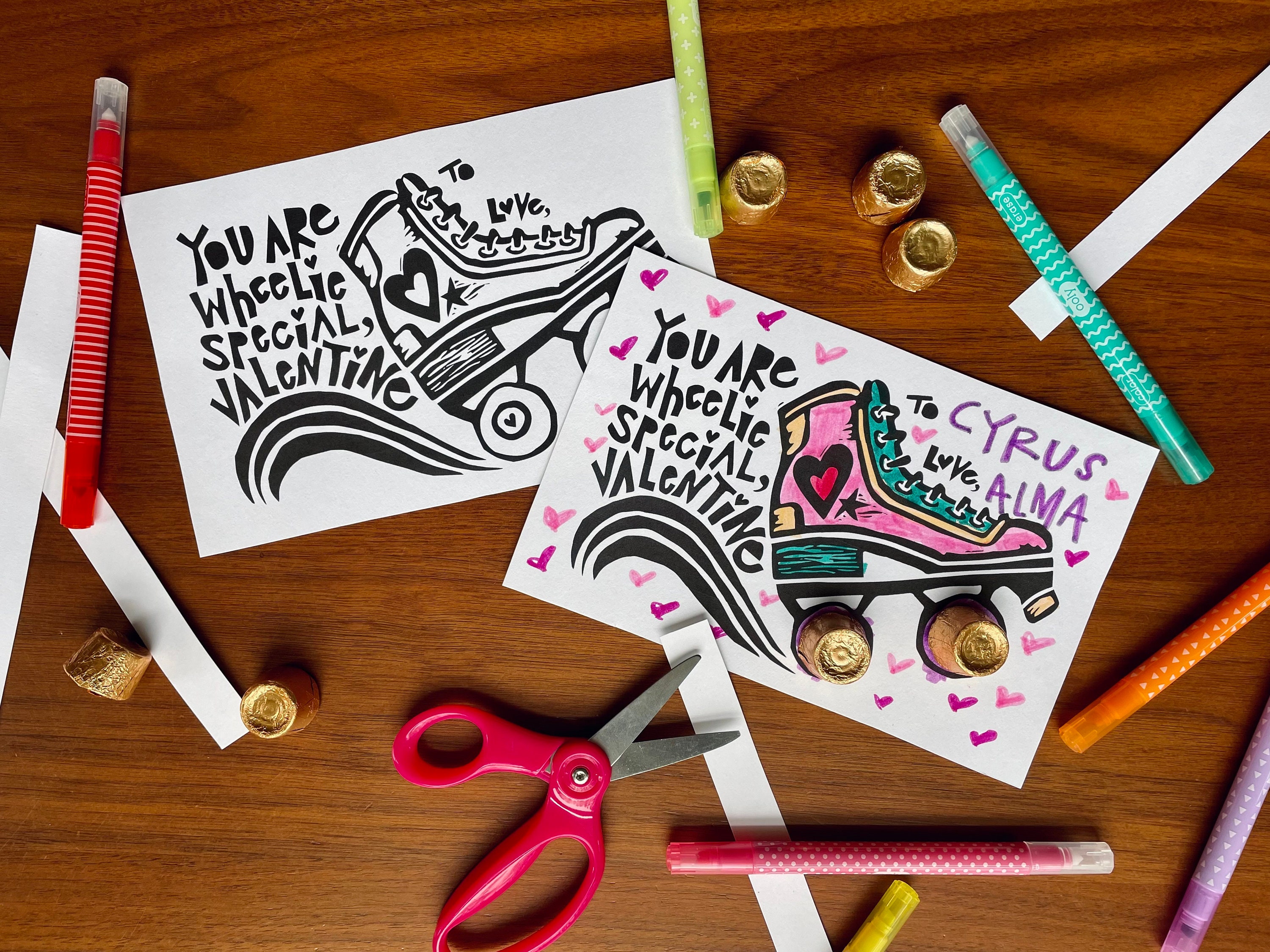 Printable Digital Classroom Valentine's Day Roller Skate Card - Etsy
