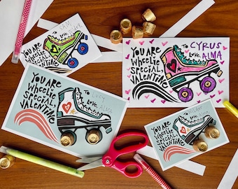 Printable Digital Classroom Valentine's Day Roller Skate Card