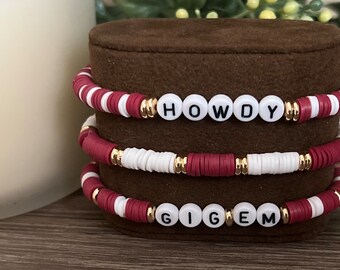 Texas A&M Beaded \'whoop\' White and Maroon Hat Band Texas A&M WHOOP Woven Bracelet - Etsy main image 3