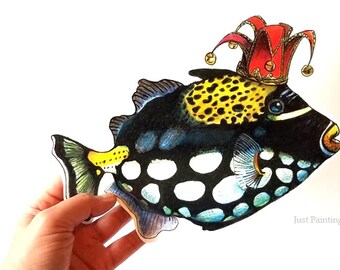 Clown Trigger Fish Vinyl Sticker Waterproof Decal
