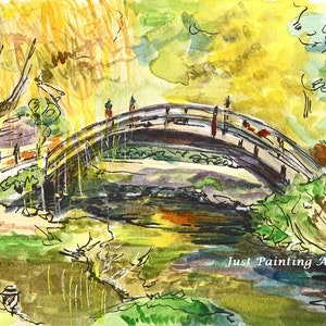 20% SALE Huntington Botanischer Garten, Japanische Gartenbrücke, Landschaft - Art Print