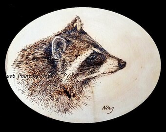 20% OFF Raccoon pyrography art print, Wild lifes Art Print