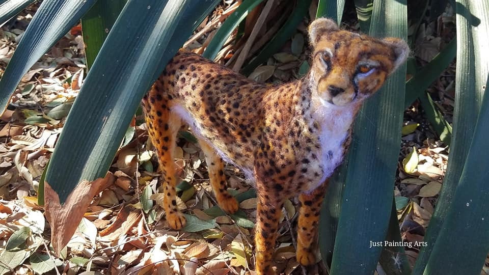 Iambe,Needle Felted wool cheetah,Acinonyx, Wildlife,Animal,Unique gift