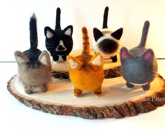 Needle Felted wool Cats,collectible sculpture,Unique gift idea, cat figurine