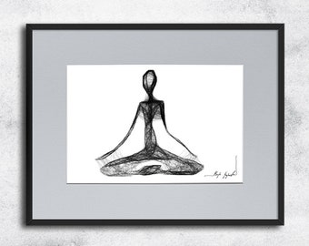 Graphic work No 149 - joga grafika, yoga illustration, black and white art, yoga poster, yoga, modern art, original ink drawing yoga, yogi