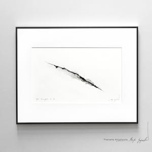 Encre et aquarelle - paysage minimaliste n°17 - dessin original, couleur sépia, noir et blanc, aquarelle, pièce unique, encre sur papier