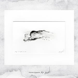 Encre sur papier - Paysage - nuages (18) - paysage minimaliste, dessin original, encre noir et blanc, encre sur papier, dessin à l'encre, exemplaire unique
