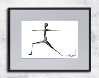 Graphic work No 145 - yoga graphics, yoga illustration, black and white art, yoga poster, yoga, modern art, original ink drawing yoga, yogi