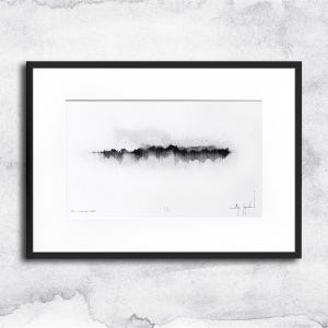 Encre et aquarelle - paysage minimaliste (01) - dessin original, paysage noir et blanc, paysage aquarelle, encre sur papier, encadré !
