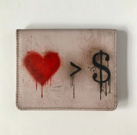Leather Minimalist Wallet THE BEATLES Print Bifold Slim Card Wallet