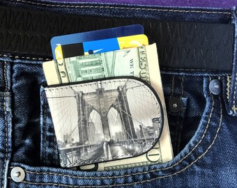 Brooklyn Bridge Money Clip Leather Money Clip New York Money Clip Magnetic Cash Holder Brooklyn Accessories NYC Gifts