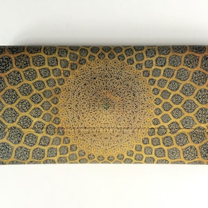 Billetera de cuero para mujer Patrón étnico Monedero de diseño de mosaico turco Monedero de cuero para mujeres con cambio con cremallera Accesorios de bolsillo de oro