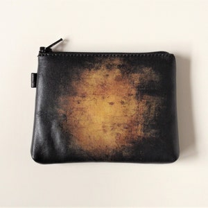 Cuero cambio monedero negro moneda monedero abstracto monedero con cremallera cambio monedero abstracto oscuro pintura monedero funda de tarjeta de cuero