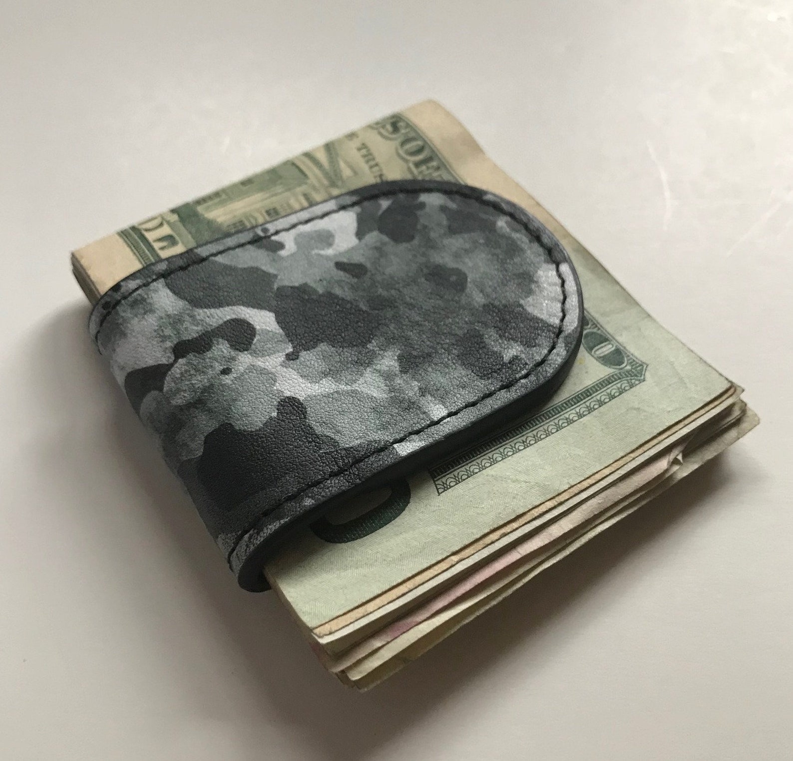 Money Clip with Camo Pattern Leather Money Clip Money Etsy