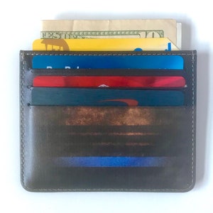 Titular de la tarjeta de cuero abstracto patrón tarjeta caso azul rayado tarjeta titular oscuro abstracto arte cartera delgado porta tarjetas accesorios frescos para él