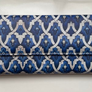 Billetera de mujer Billetera azul Patrón étnico Monedero azul mosaico azulado diseño cartera marroquí Patrón monedero de mujer Cartera grande de mujer Bolso de mujer
