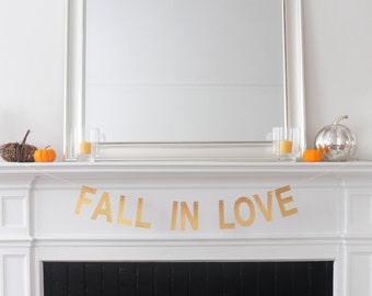 fall in love banner • fall decor glitter garland • i love fall autumn decorations • banner for fall • fall photo props