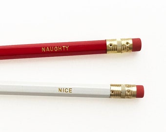 Naughty or nice pencil set • stocking stuffer for kids • Christmas pencils gift under 20 • funny Christmas gifts for young adults •