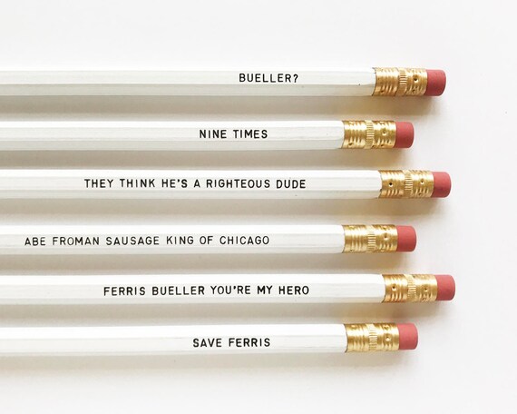 Ferris Bueller Pencil Set Ferris 80'S Movie Quotes | Etsy