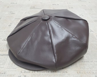 Cowhide Leather Apple, Newsboy Cap, One Size, Made in USA, Father's day Gift, One Size, Leather Newsboy Cap