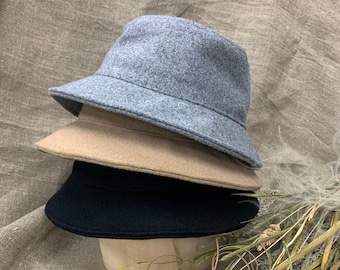 Emstate Melton Wool Bucket Hat, Made in USA, Unisex Bucket Hat, Wool Bucket Hat, Warm Hat