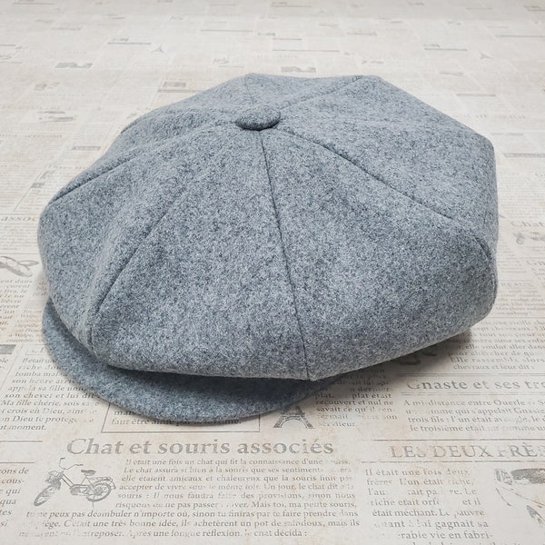 Melton Wool Mens Big Applejack, Newsboy Cap, Driver Cap, Made in USA, One Size, Father's Day Gift, Wool Newsboy Cap