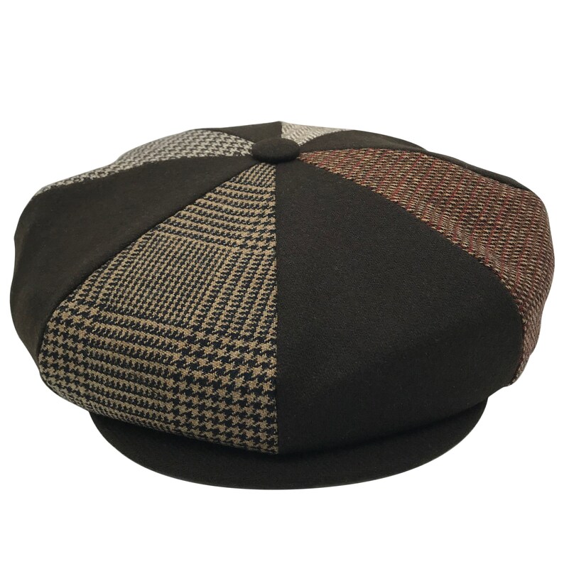NEW GENUINE LEATHER 8 PANEL BIG APPLEJACK NEWSBOY DRIVING HAT MADE IN USA BLACK