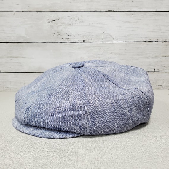 Linen Applejack Newsboy Cap, Classic 8 Panel Baker Boy Hat, Made in USA