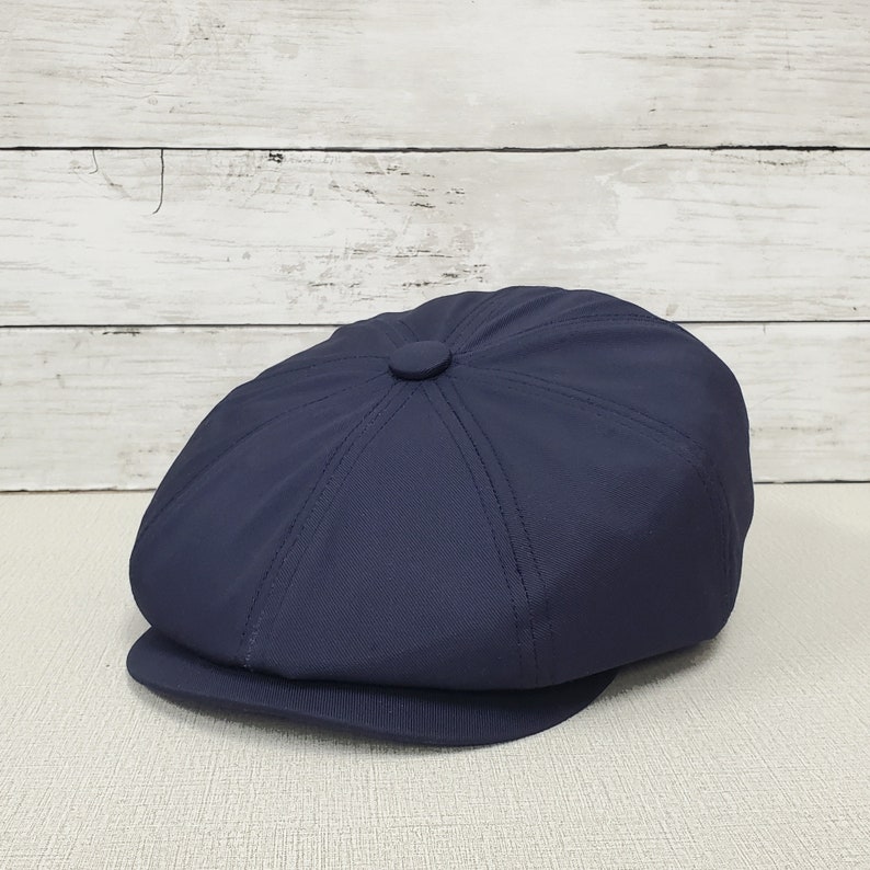 Emstate Eco Twill Slim Apple 8 Panel Newsboy Cap, Made in USA, Baker Boy Cap, Organic, Recycled Navy