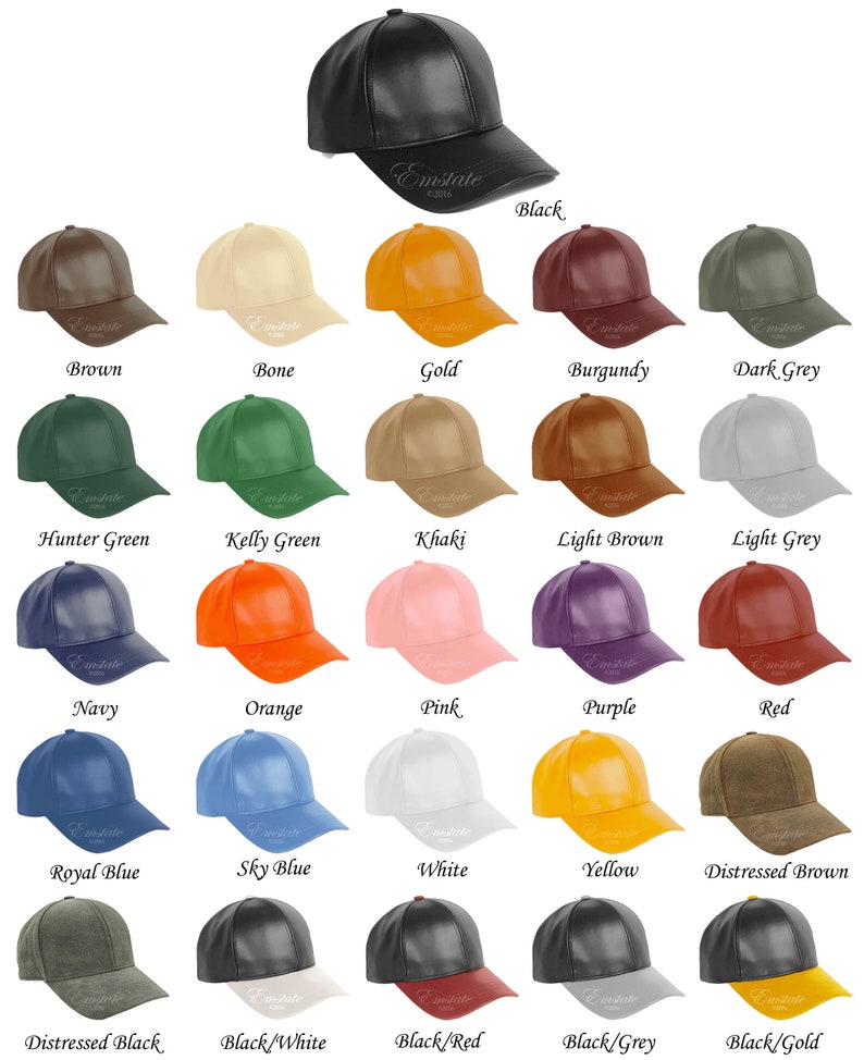 Genuine Cowhide Leather Baseball Cap Adjustable Cap Many Etsy