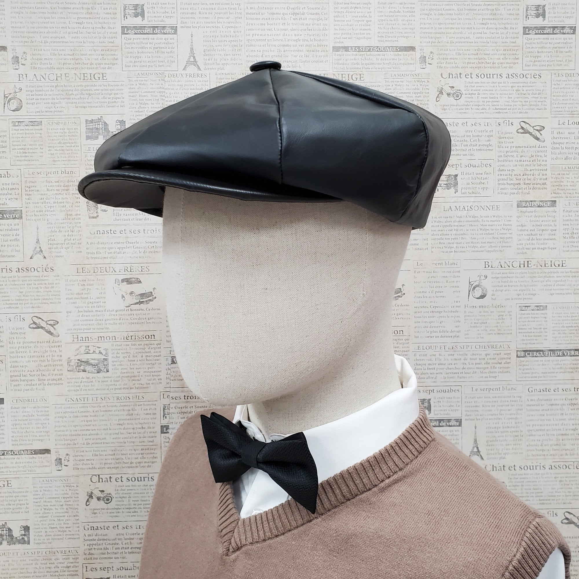 Cowhide Leather Apple Newsboy Cap One 