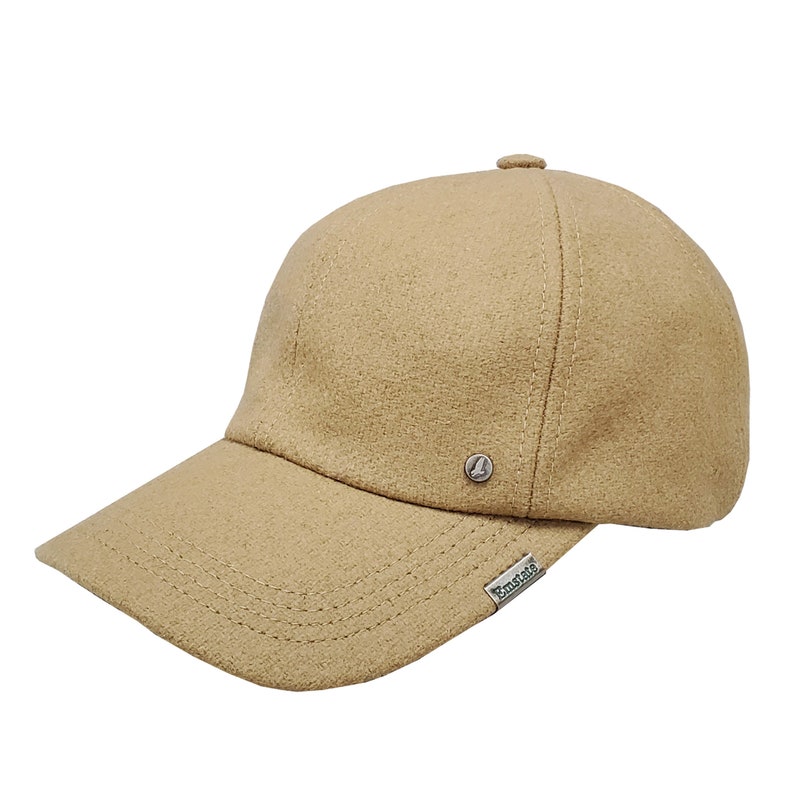 Emstate Melton Wool Baseball Cap, Made in USA, Various Colors, Unisex Baseball Cap, Warm Baseball Cap Camel