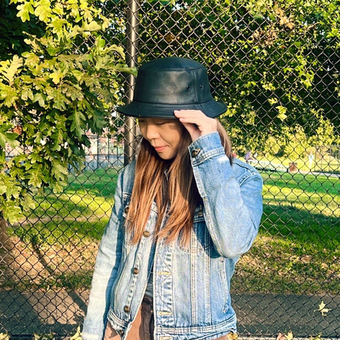 Genuine Black Leather Bucket Hat, Unisex Made in USA - Etsy display picture 2