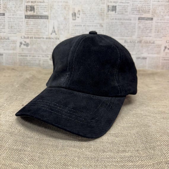 Genuine Suede Leather Cap Midnight Blue Leather Baseball Cap Handmade Navy blue 100% Real Genuine EXOTIC Leather Skin Men  main image 4